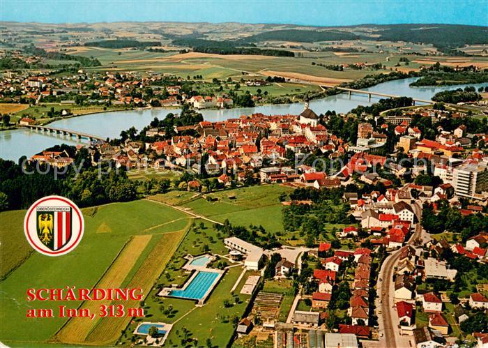 Schaerding Inn Fliegeraufnahme Gesamtansicht m. Inn