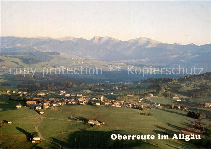 Oberreute Fliegeraufnahme Gesamtansicht m. Allgaeuer Alpen
