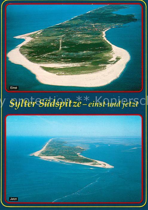 SYLT Insel Schleswig-Holstein Fliegeraufnahme Sylter Suedspitze - einst u. jetz