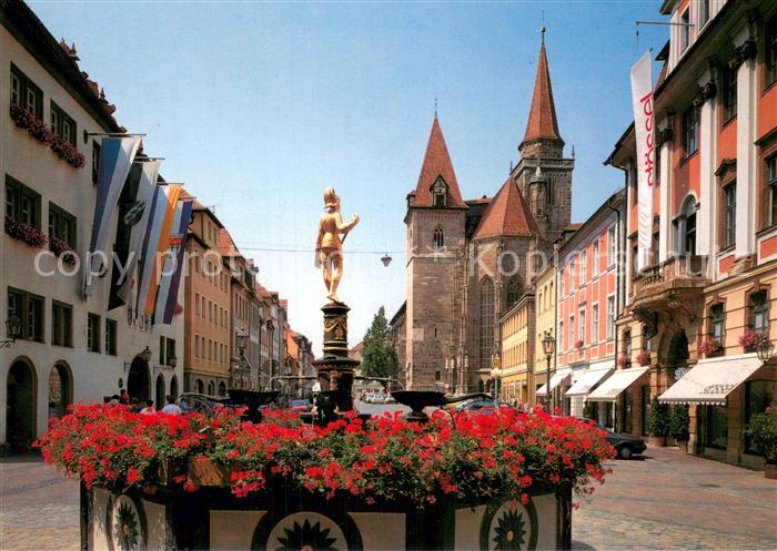 Ansbach Mittelfranken Markgraf Georg Brunnen und St Johannis Kirche
