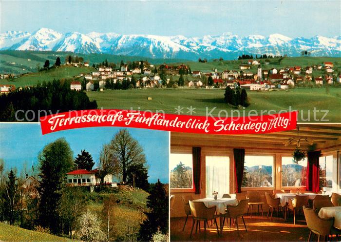 Scheidegg Allgaeu Fliegeraufnahme Terrassencafe Fuenflaenderblick