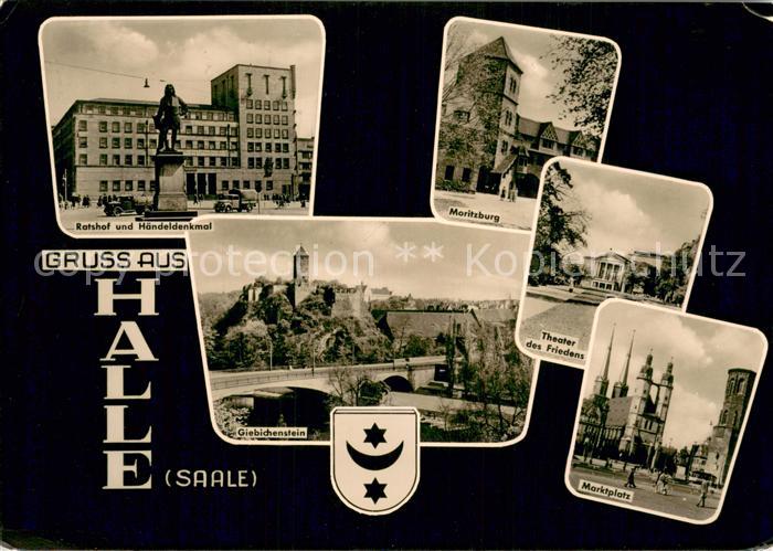 Halle Saale Ratshof und Haendeldenkmal Moritzburg Giebichenstein Theater des Fri