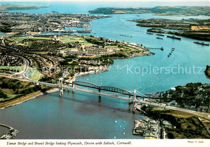 Plymouth  UK South West Tamar Bridge and Brunel Bridge linking Devon with Saltas