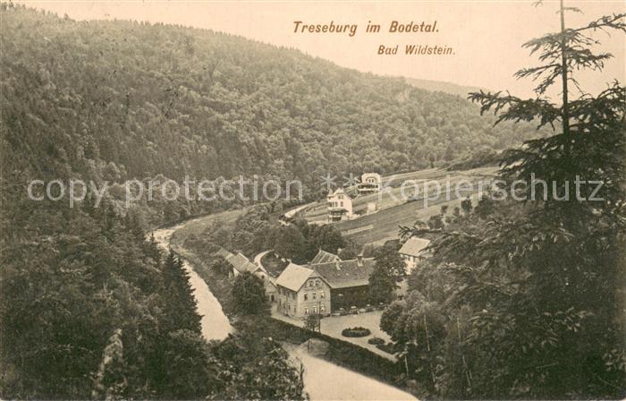 Treseburg Harz Panorama Blick ins Bodetal Bad Wildstein