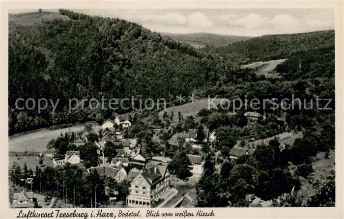 Treseburg Harz Panorama Blick vom weissen Hirsch ins Bodetal