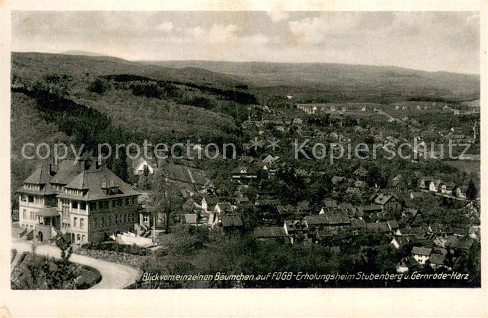 Gernrode Harz Panorama Blick vom einzelnen Baeumchen FDGB Erholungsheim Stubenbe