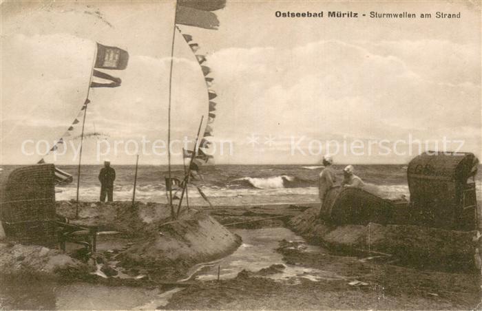 Mueritz Ostseebad Sturmwellen am Strand