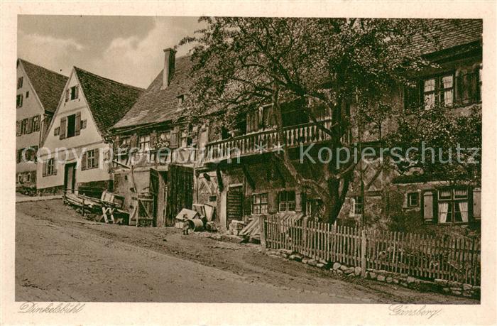 Dinkelsbuehl Haeuser am Gaensberg Kupfertiefdruck