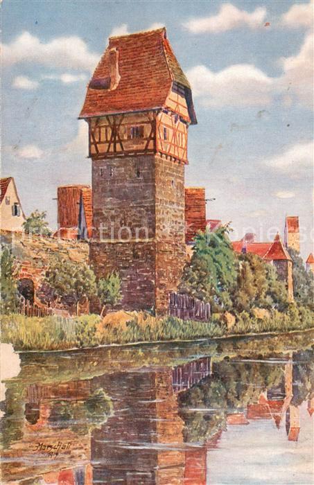 Dinkelsbuehl Baeuerlinsturm Kuenstlerkarte