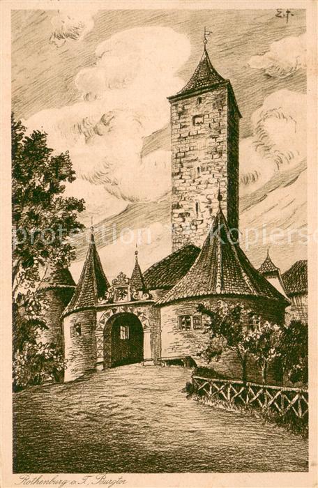 Rothenburg  Tauber Burgtor Kuenstlerkarte