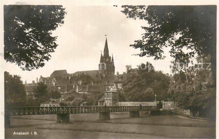 Ansbach Mittelfranken Blick zur Altstadt mit Kirche