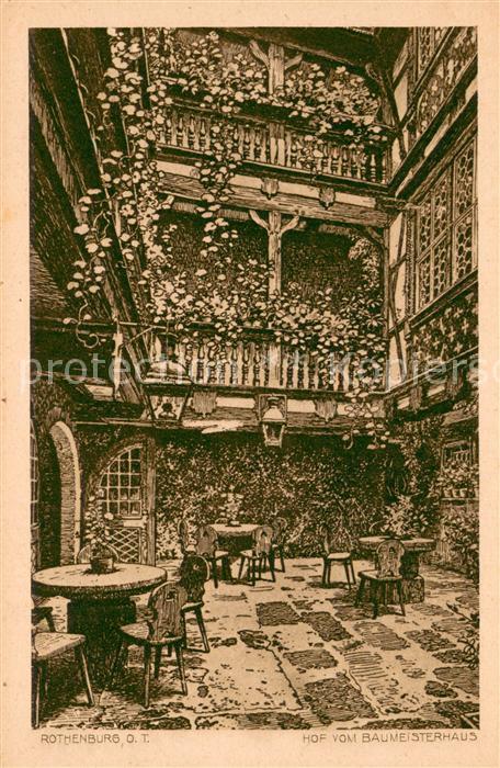 Rothenburg Tauber Hof vom Baumeisterhaus Kuenstlerkarte