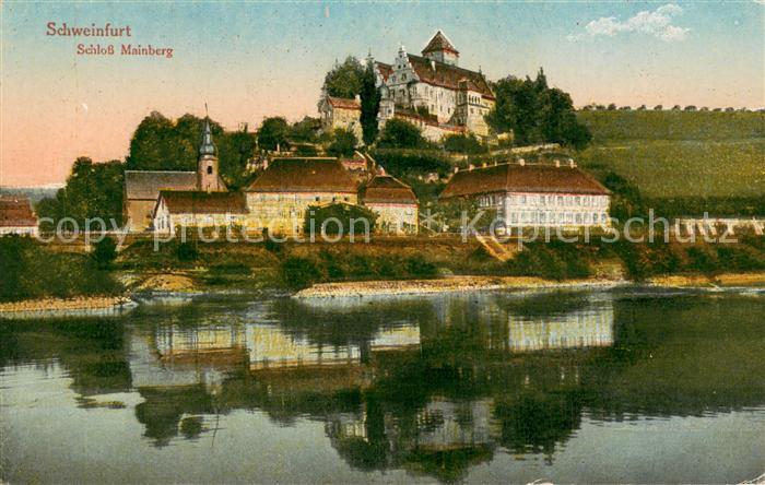 Schweinfurt Blick ueber den Main zum Schloss Mainberg