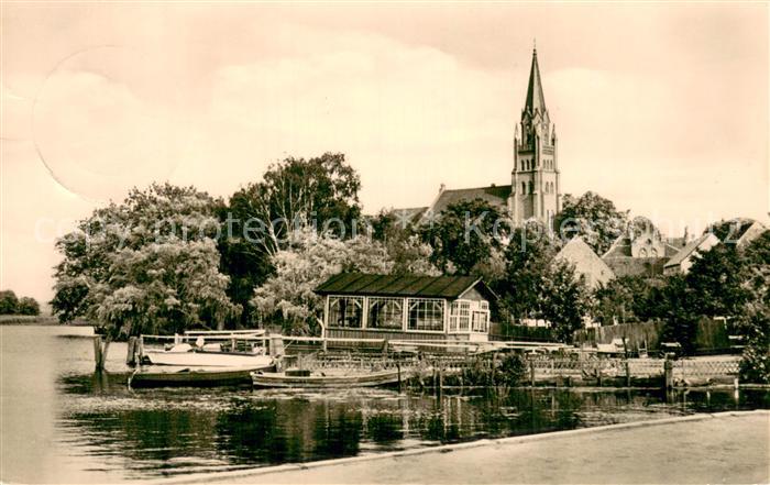 Roebel Mueritz Partie am Mueritzsee Blick zur Kirche