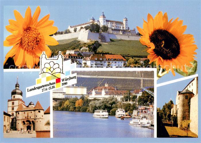 WueRZBURG Bayern Landesgartenschau Festung Main Dampfer Blumen