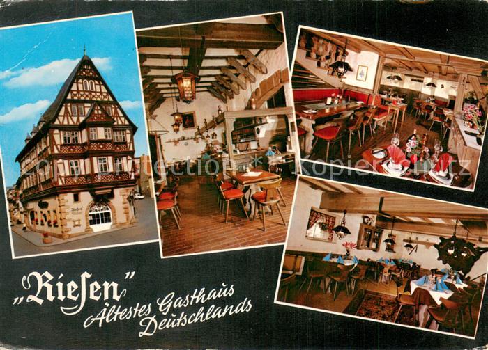 Miltenberg Main Gasthaus Riesen aeltestes Gasthaus Deutschlands Gastraum