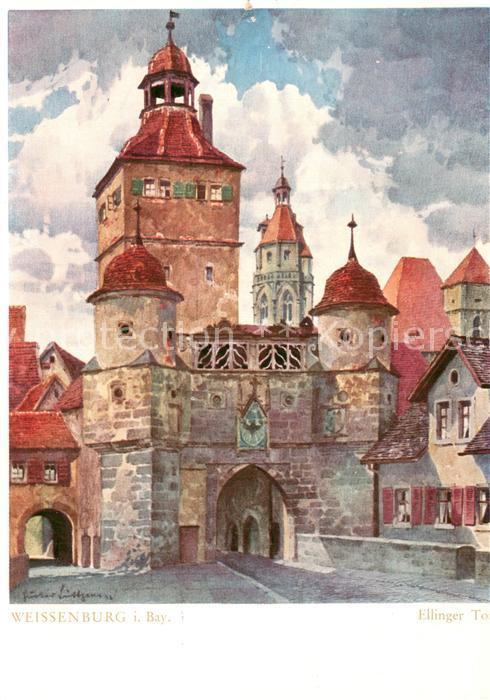 Weissenburg  Bayern Altfraenkische Reichsstadt Ellinger Tor Aquarell von Gustav