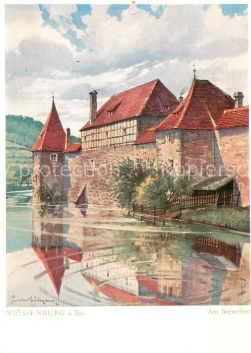 Weissenburg  Bayern Altfraenkische Reichsstadt Seeweiher Aquarell von Gustav Lue