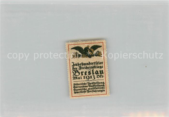Breslau Niederschlesien Briefmarke Jahrhundertfeier der Freiheitskriege 1913