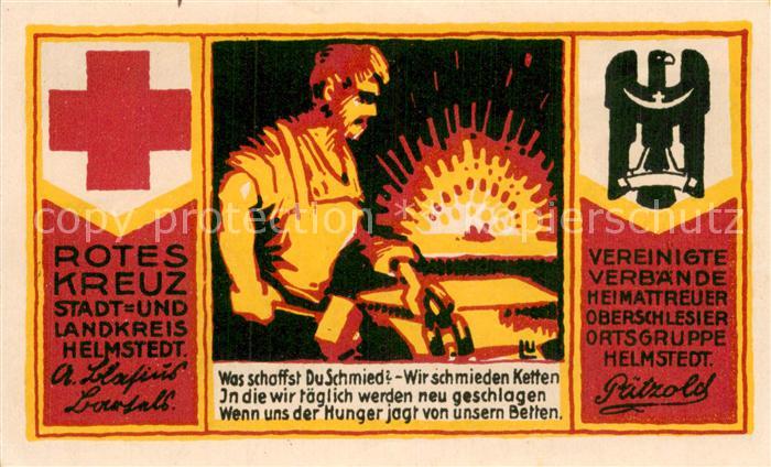 Helmstedt Niedersachsen 50 Pfennig Schein Rotes Kreuz
