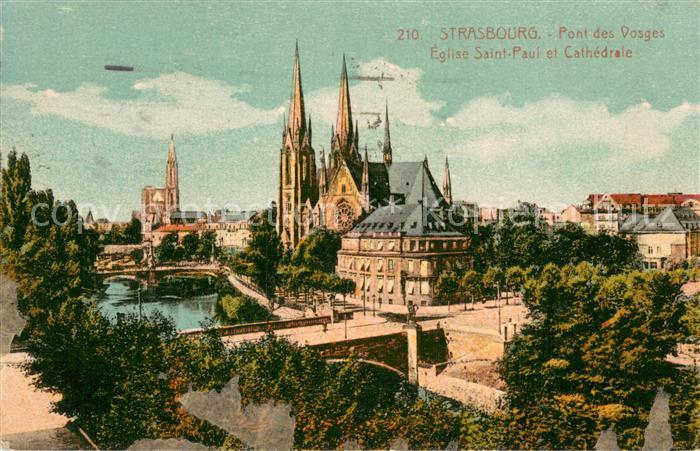 Strasbourg Alsace Pont des Vosges Eglise Saint Paul et Cathedrale