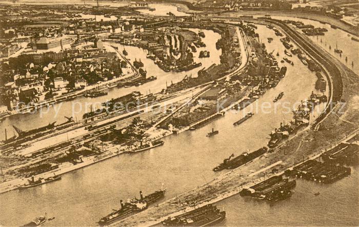 Duisburg Ruhrort Hafeneinfahrt mit Ruhr Fliegeraufnahme