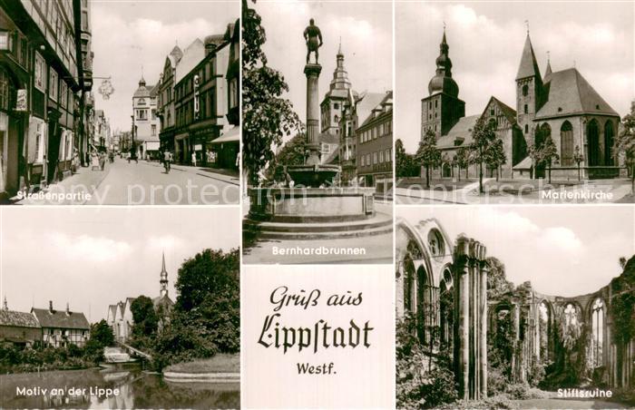 Lippstadt Strassenpartie Bernhardsbrunnen Marienkirche Motiv an der Lippe Stifts