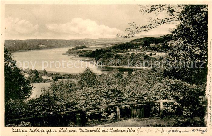 Essen  Ruhr Baldeneysee Blick vom Plattenwald mit Werdener Ufer