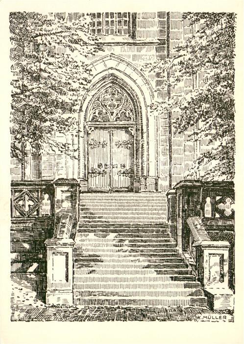 Muenchberg  Oberfranken Haupteingang der Stadtkirche Zeichnung