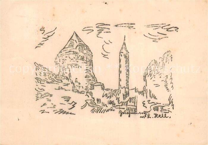 Neuburg  Donau Burg Zeichnung