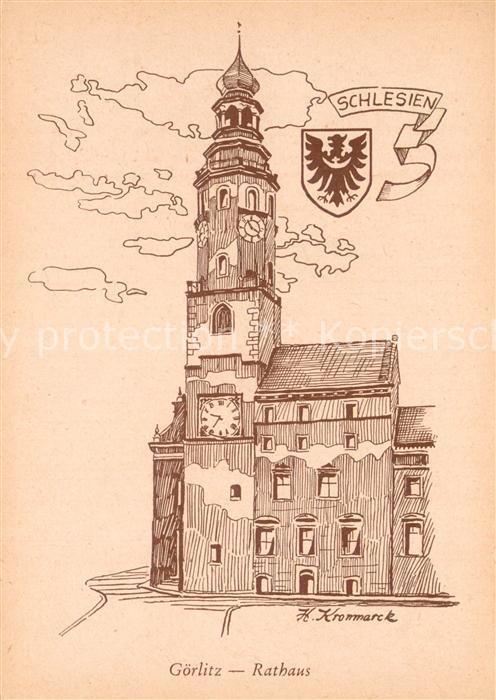 Goerlitz  Sachsen Rathaus Zeichnung