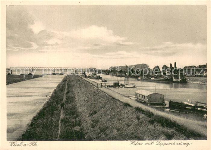 Wesel  Rhein Hafen mit Lippemuendung