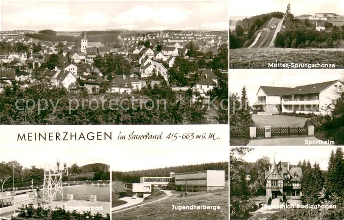 Meinerzhagen Stadtpanorama Skisprungschanze Sportheim Schwimmbad Jugendherberge