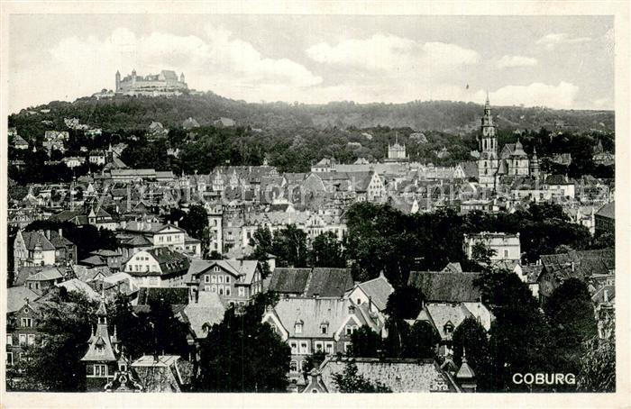 Coburg Bayern Stadtpanorama mit Kirche und Veste Feldpost