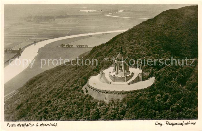 Porta Westfalica Kaiser Wilhelm Denkmal Weserlauf Original Fliegeraufnahme
