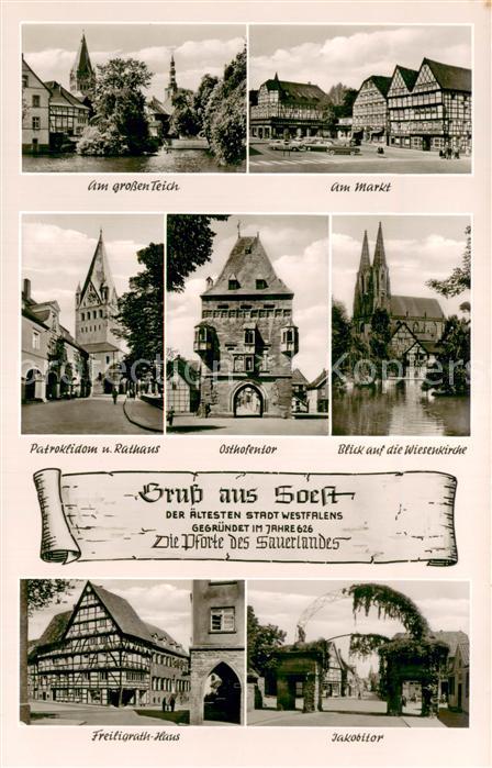 Soest DE NRW Am grossen Teich Markt Dom Rathaus Osthofentor Wiesenkirche Freilig