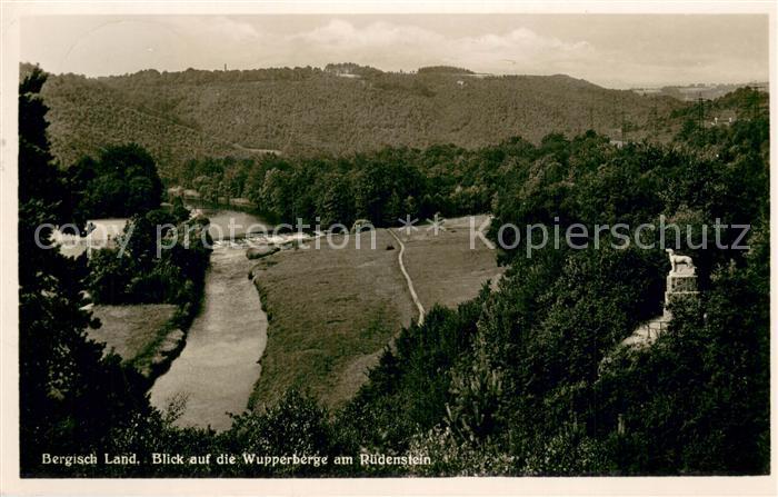 Solingen Blick auf die Wupperberge am Ruedenstein Denkmal