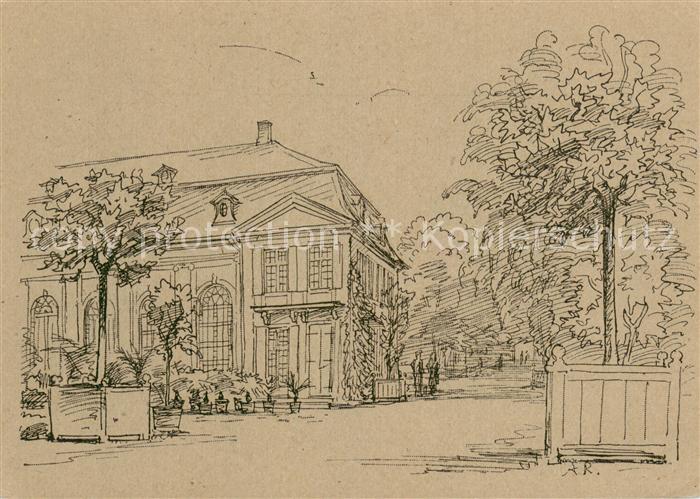 Darmstadt Orangerie Zeichnung Anneliese Reichmann Kuenstlerkarte