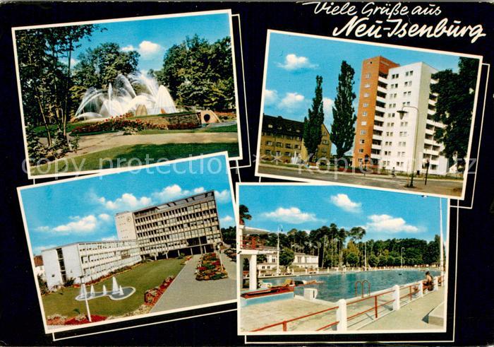 Neu-Isenburg Park Wasserspiele Hochhaus Freibad