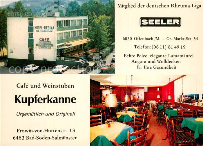 Bad Soden-Salmuenster Hotel Regina Cafe Weinstube Kupferkanne Werbung Seeler Pel