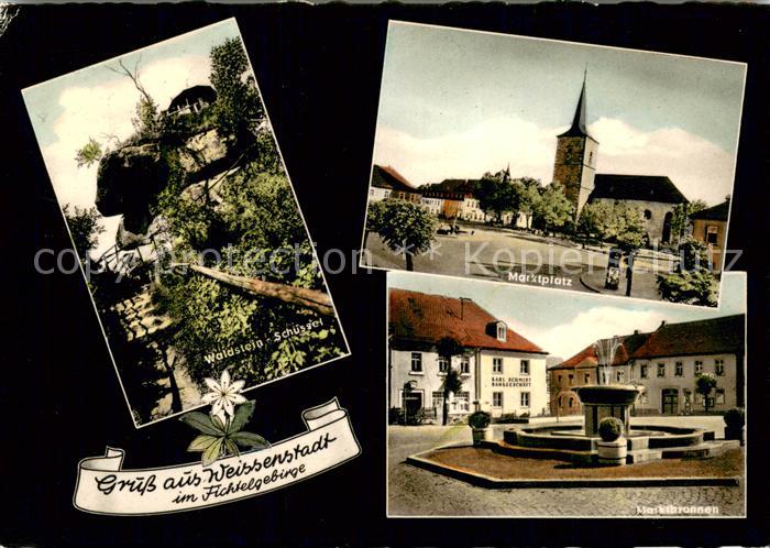 Weissenstadt Waldstein-Schuessel Felsen Aussichtspunkt Marktplatz Kirche Marktbr