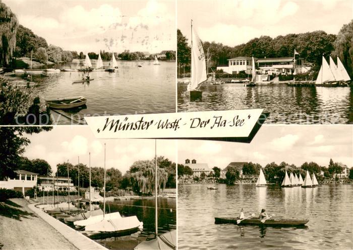 Muenster Westfalen Der Aa-See Segeln Ruderboot Anleger