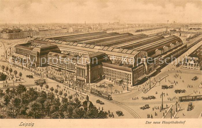 LEIPZIG Sachsen Der neue Hauptbahnhof Illustration Feldpost