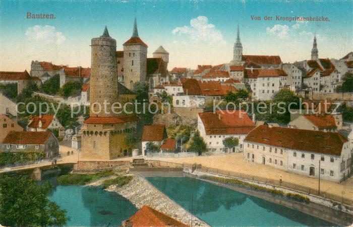 Bautzen Sachsen Altstadt Blick von der Kronprinzenbruecke