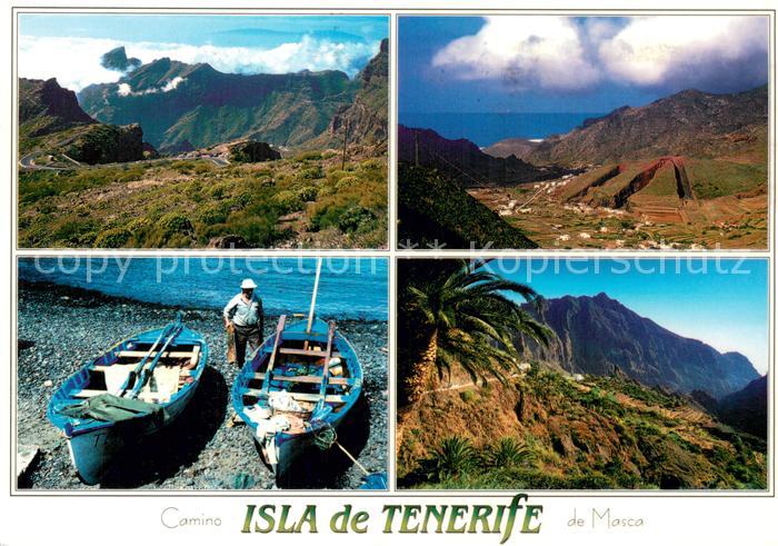 Tenerife Islas Canarias Spanien ES Camino de Masca Landschaftspanorama Fischerbo