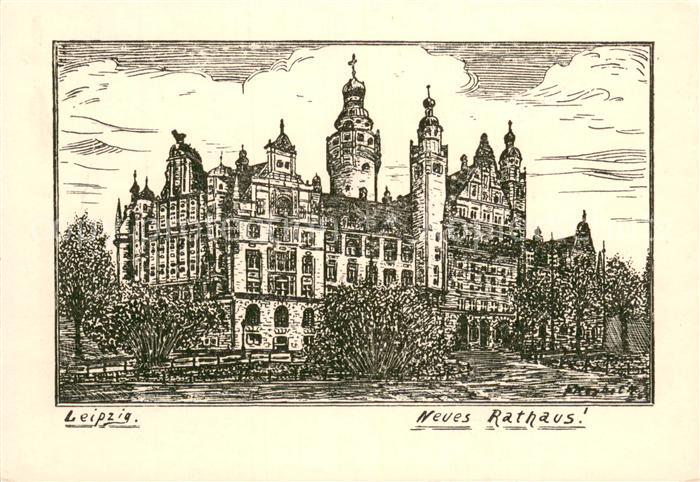 LEIPZIG Sachsen Neues Rathaus Kuenstlerkarte