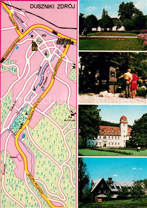 Duszniki-Zdroj Bad Reinerz PL Stadtplan Park Gedenkstein Schloss
