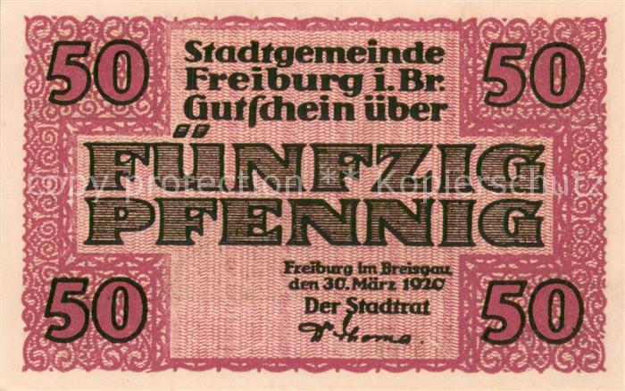 Freiburg Breisgau 50 Pfennig Schein