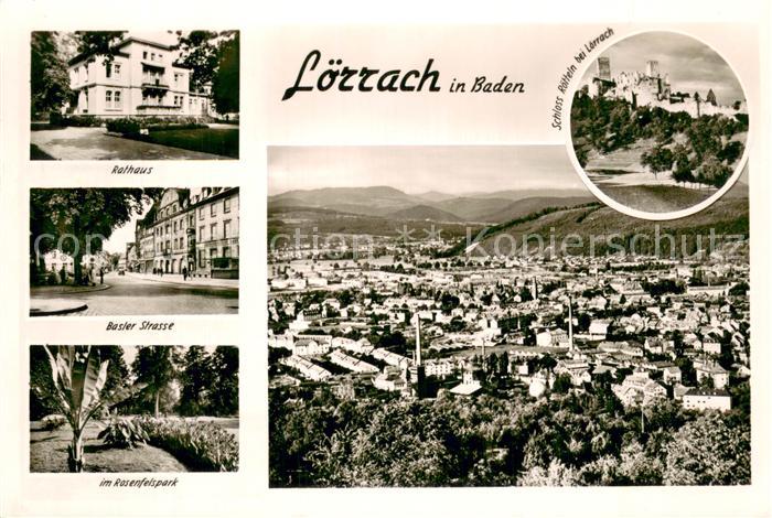 LoeRRACH Baden BW Panorama Rathaus Basler Strasse Im Rosenfelspark Schloss Roett
