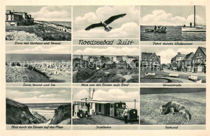 Juist Nordseebad Duene Kurhaus Strand und See Dorfblick Wattenmeer Strandstrasse